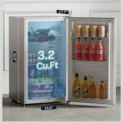 Upstreman 3.2 Cu.Ft All-Refrigerator Mini Fridge, Single Door Small Refrigerator, Dorm Fridge with 7 Adjustable Thermostat, Compact Refrigerator for O