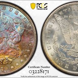1879 S PCGS/MS64/CAC Monster Toned Morgan Silver Dollar 