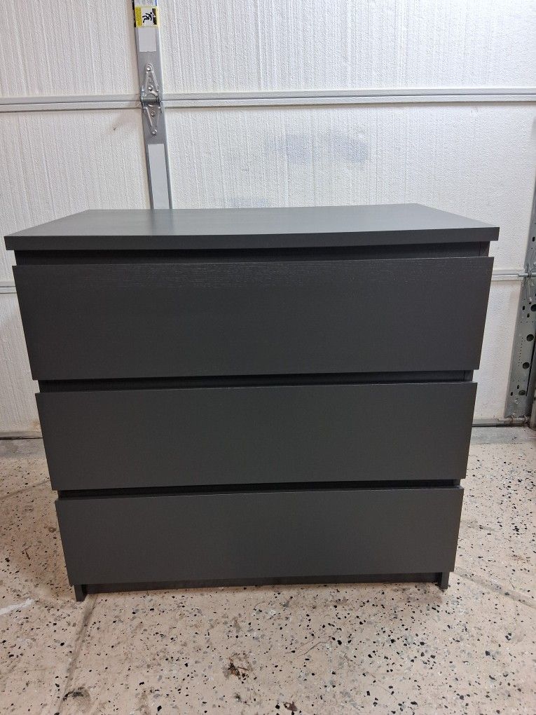 Fully Refreshed  Black Modern Three Drawer Dresser