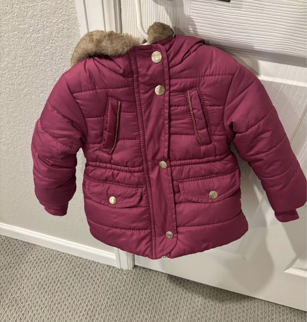 Toddler Girl Carter’s Fleece-Lined Parka Jacket in Violet, Size 12 Months