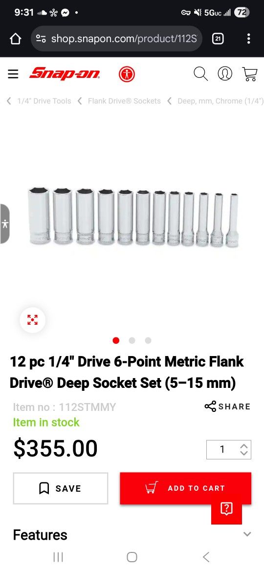 12 pc 1/4" Drive 6-Point Metric Flank Drive® Deep Socket Set (5–15 mm)
Item no :112STMMY