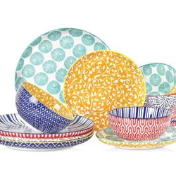 Selamica Ceramic Plates and Bowls Sets,12 Pieces Dinnerware Sets for 4,Scratch Resistant Dish Set,Dishwasher & Microwave Safe, Assorted Colors $69.99