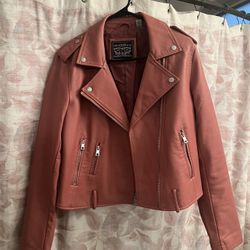 Levi Leather Jacket In Pink Size medium