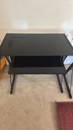 Black glass corner desk