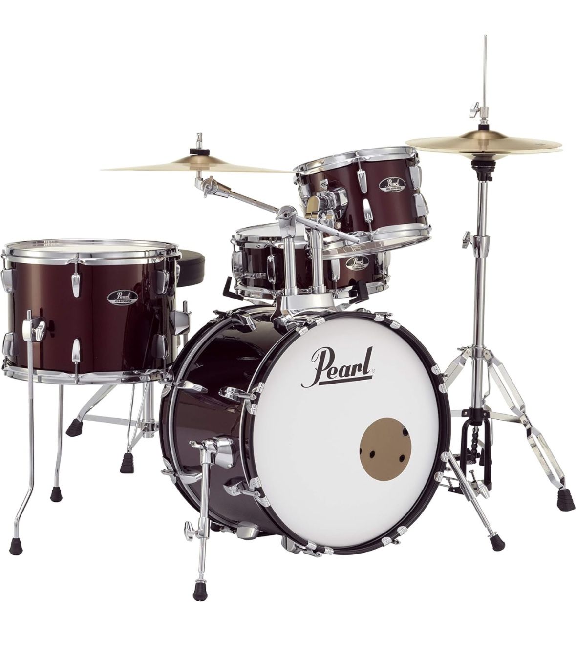 New! Pearl Roadshow Drum Set 4-Piece Complete Kit with Cymbals and Stands, Wine Red (RS584C/C91)