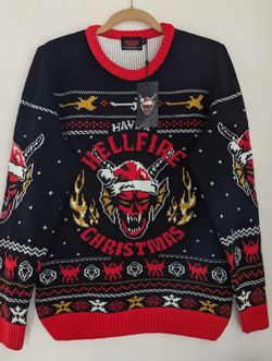 NWT Netflix Stranger Things HELLFIRE CLUB Christmas Sweater