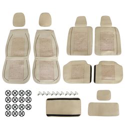 ⭐Soillar Autoparts⭐Fits Honda Car 5-Seat Cover Full Set Ice Silk Leather Protector Cushion Beige