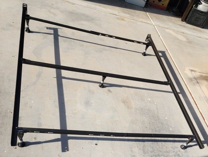 Adjustable Twin, Full, OR Queen Size Metal Bed Frame / Rails with Center Bar