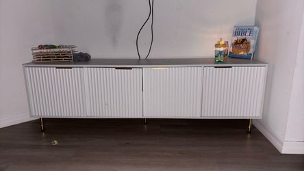 White Sideboard Cabinet with Gold Legs