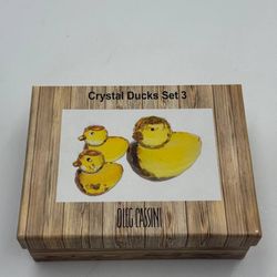 Oleg Cassini 3 Yellow Crystal Ducks Figurines Paperweight Decoration