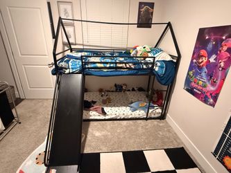 Twin size bunk bed with slide