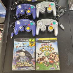 Nintendo Gamecube Controllers + Super Monkey Ball 2 Cib W/ Seaworld Cib!