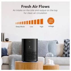 TaoTronics Air Purifier, with H13 True HEPA Filter, Remove 99.9% Smoke Dust for 224 SQ.ft, TT-AP006, Black