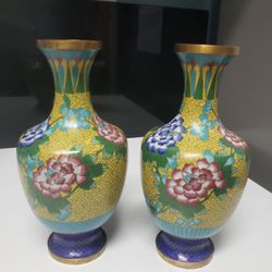 ONE LEFT -- 9" Antique Cloisonne Vase