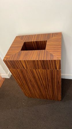Modern Zebrawood Trash Can / Waste Bin - Sleek Designer Look