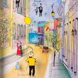 Jean-Pierre Weill Framed Vitreograph - Men Raining