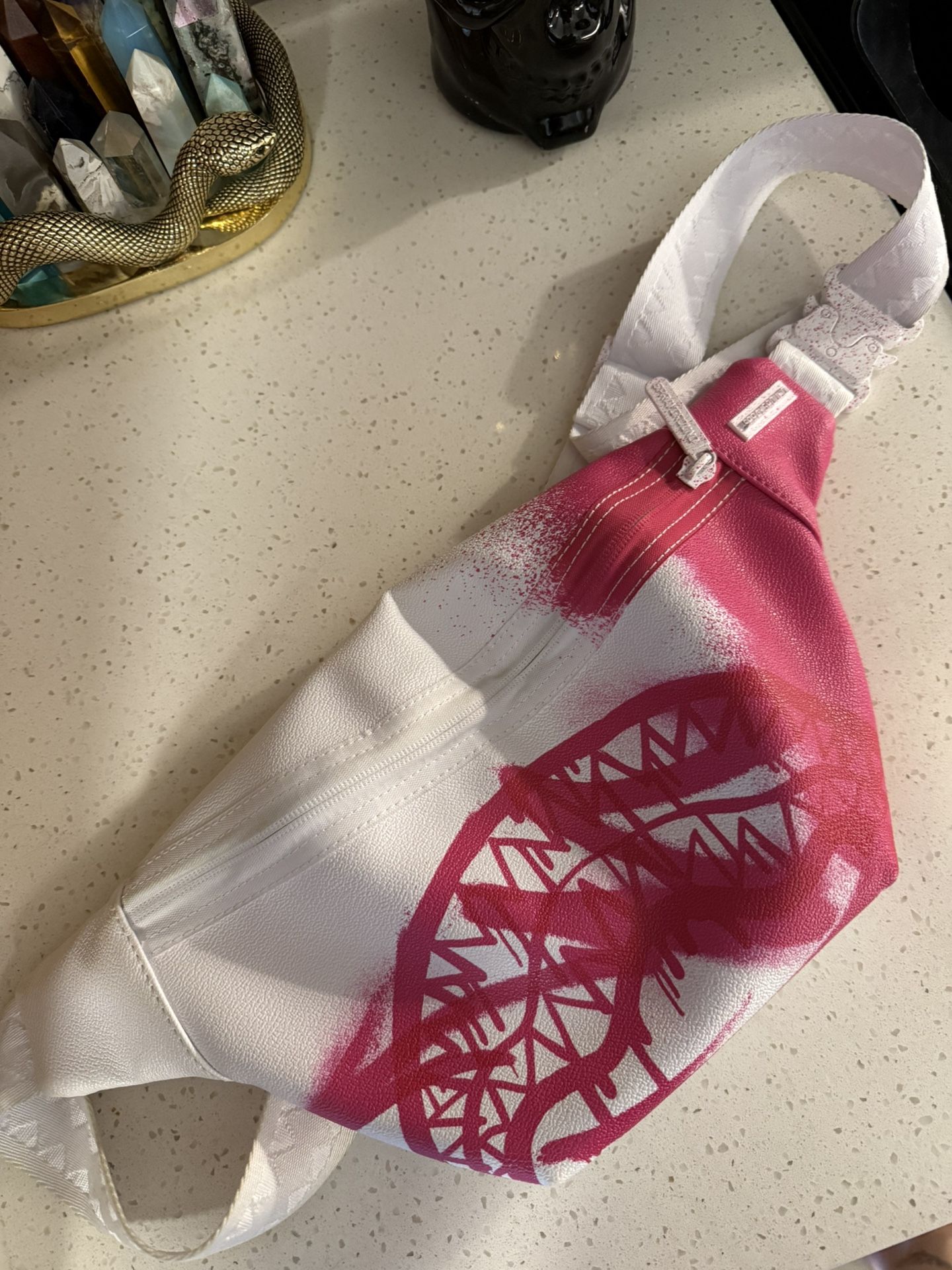 Sprayground Pink And White Bum Bag
