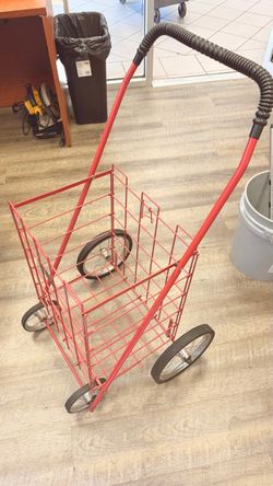 Red Folding Wire Shopping Cart