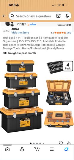 RIALTO- AIRAJ 4 In 1 Portable Toolbox Set 15 17 19 21 inch