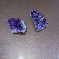 2pc Purple Amethyst Crystal Cluster Specimens on Matrix Geode Pieces