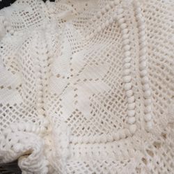 Big Crochet Blanket knitted,Beigh 