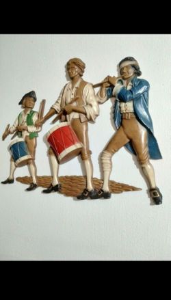 H. SEXTON METAL REVOLUTIONARY WAR FIFE & DRUMMERS SCULPTURE WALL ART 18"×13"