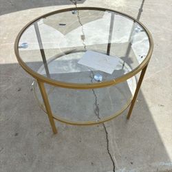 Modern Glass-Top Gold Coffee Table for Living Room