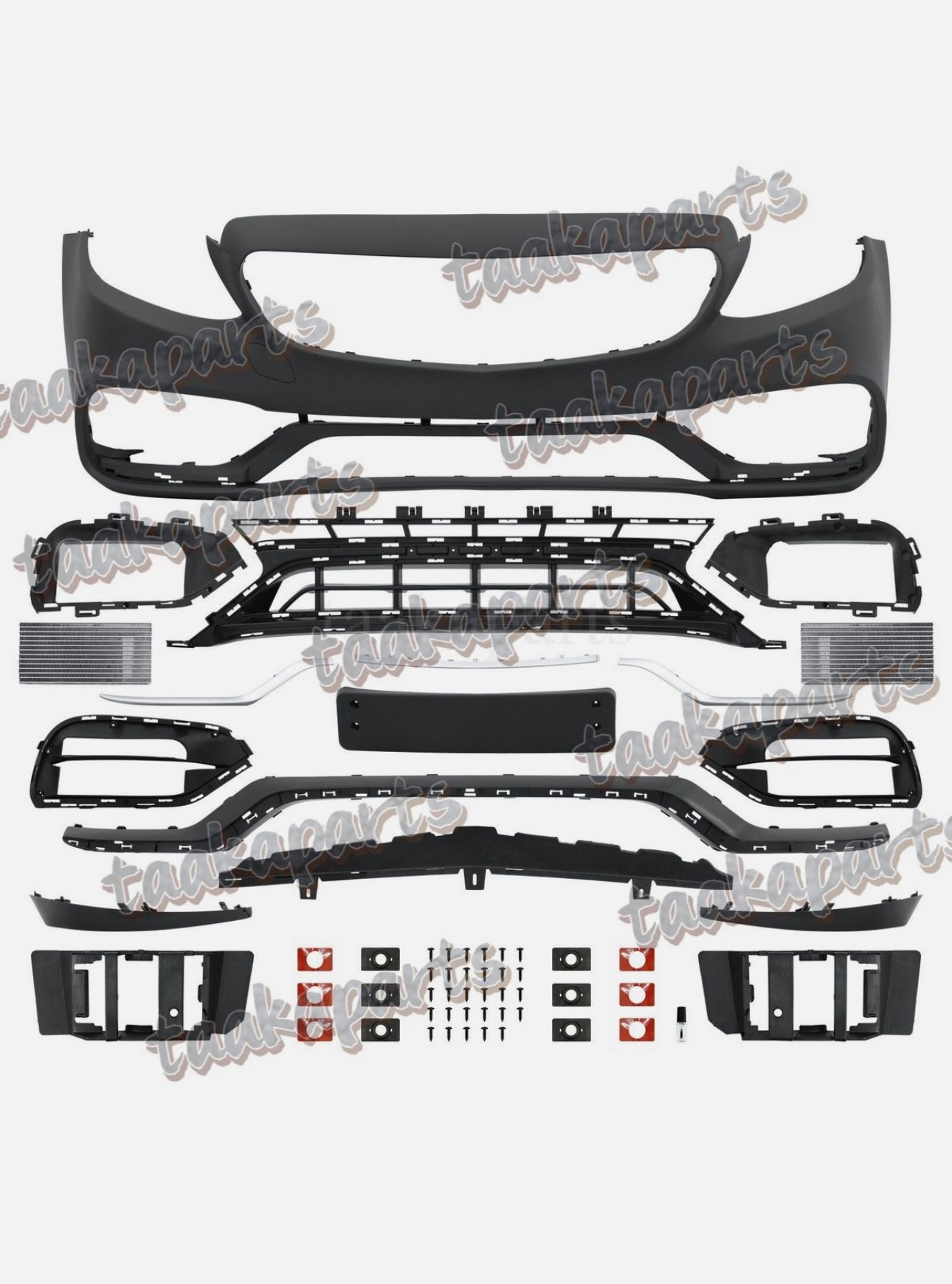 Front Bumper Cover Kit for Mercedes Benz C-Class 2015-2018 W205 C300