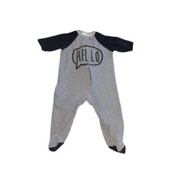 Gerber Baby Black Stripe Hello Print PJ’s Size 3-6 Months 