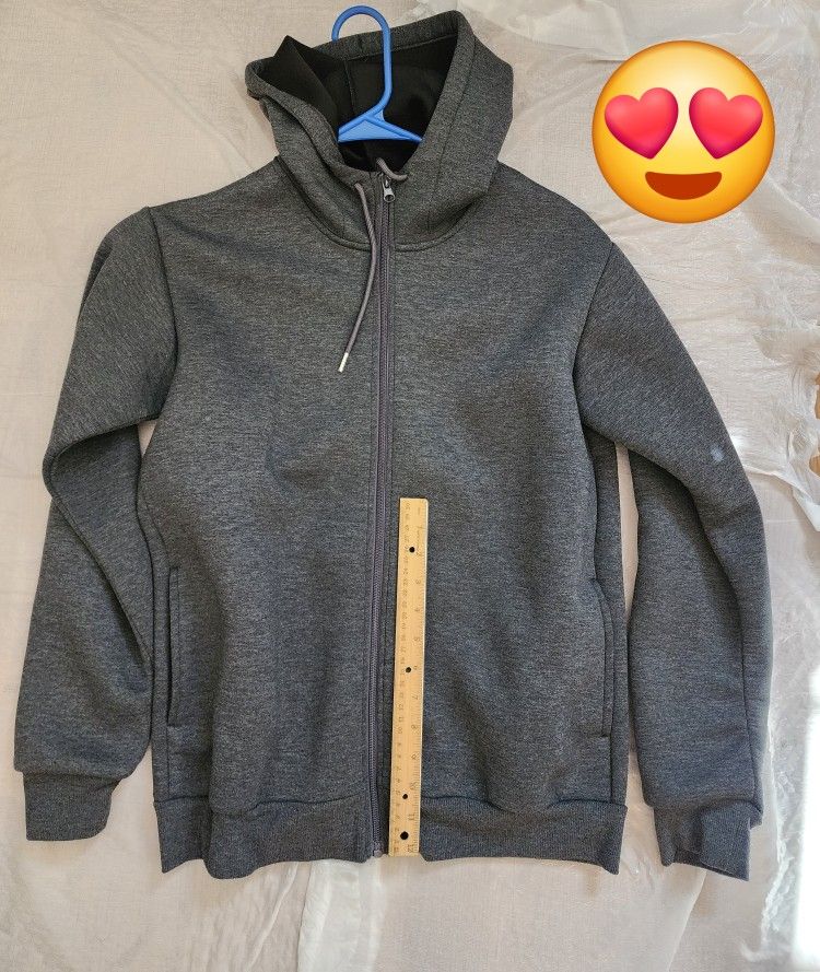 Grey Hoodie Jacket Coat Men Adult Sports Outdoor Teen College Travel School