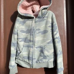 Girls Fleece Army Print Hoodie Jacket 4