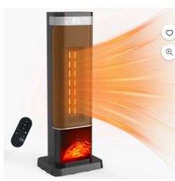 24″ 1500W Electric Space Heater with Remote & 60° Oscillation Black