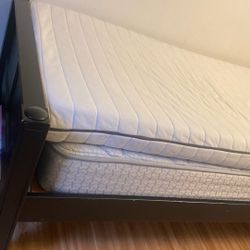 Black Twin Bed With Mattress & Mattress Topper