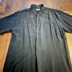 Porcini Dress Shirt 100% Silk Size Large