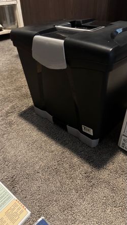 Black Plastic File Storage Box with Lid