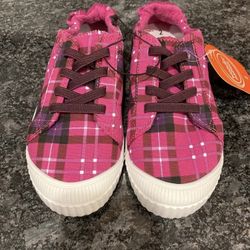 New Wonder Nation Size 2 Girls Canvas Bump Toe Slip On Sneaker Shoes