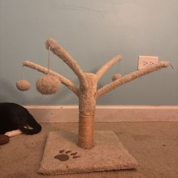 Interactive Cat Scratching Post with Bendable Toy Arms