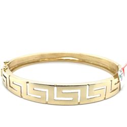 14kt Gold Bangel Bracelet Solid 2 Piece Greek Keys Style 20.50grams 152782 1