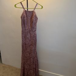 Beautiful Mauve Lace Halter Maxi Dress