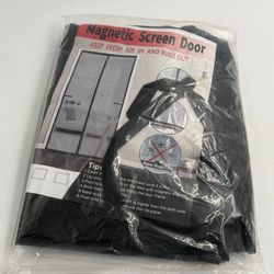 Magnetic Screen Door Mesh Hands Free Bug Screen Black – New Sealed