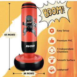 Punching Bag for Kids Tall 65” Inflatable Kids Punching Bag for 8-12, Free Standing Sports Boxing