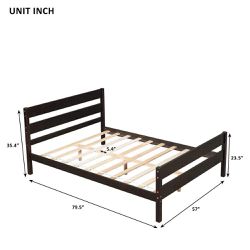 Full Platform Bed Frame, Heavy Duty Wood Platform Bed Frame with Headboard and Footboard, Modern Full Size Bed Frame for Teens Adults open box (3733)