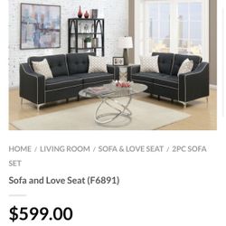 Black Sofa And Love Seat Set 
