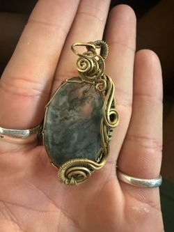 🌿 Hand-Wrapped Moss Agate Pendant 🌿