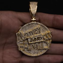 Custom Gold & Diamond Pendant – ‘Money and Family’ Iced Out Charm