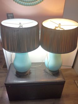 Pair of Turquoise Ceramic Table Lamps