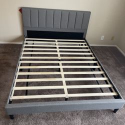 Gray Queen Bed Only, Or With With Nice 10” Orthopedic Supreme Mattress Included 📍 