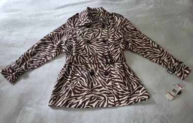 Anne Klein New York Zebra Print Belted Trench Coat – Women's XS – MSRP $475