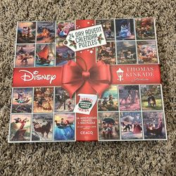 Disney - Thomas Kinkade - 24 Days of Christmas Advent Calendar Puzzles – 24 Mini Puzzles to UNbox - 1,000 Total Pieces