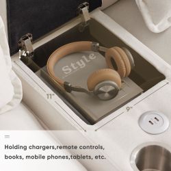 123*55 Modern U-shaped Sofa with Console,Cupholders and USB Ports,6-seat Upholstered Symmetrical Indoor Furniture,Sleeper Couch Set with Chaise for Li